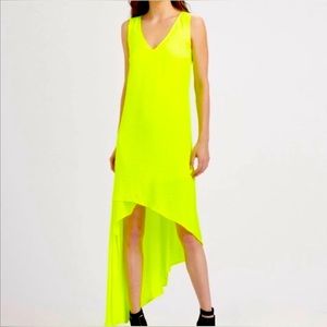 BCBGMaxAzria | Avery Asymmetrical Dress | Neon Green | Size Small